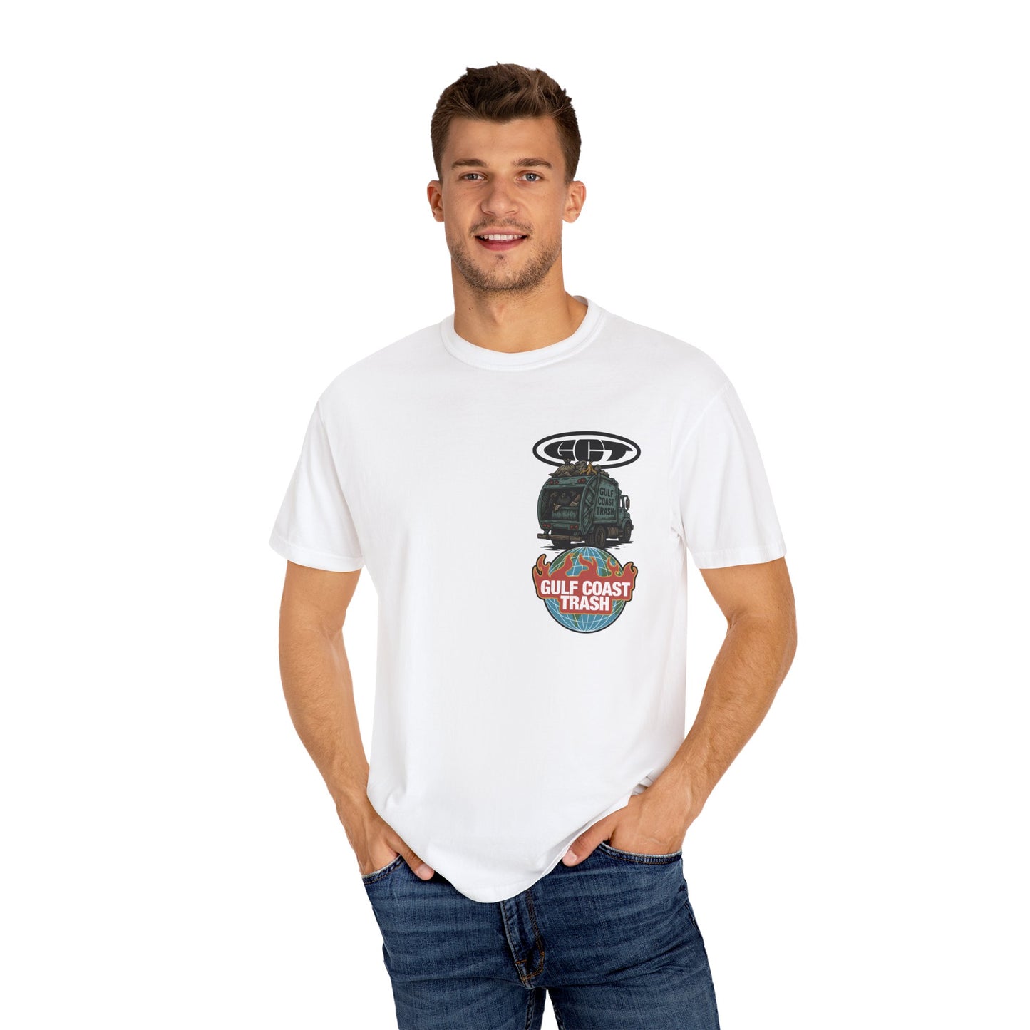 Gulf Coast Trash Garment-Dyed T-shirt - Clean Up or Shut Up Design