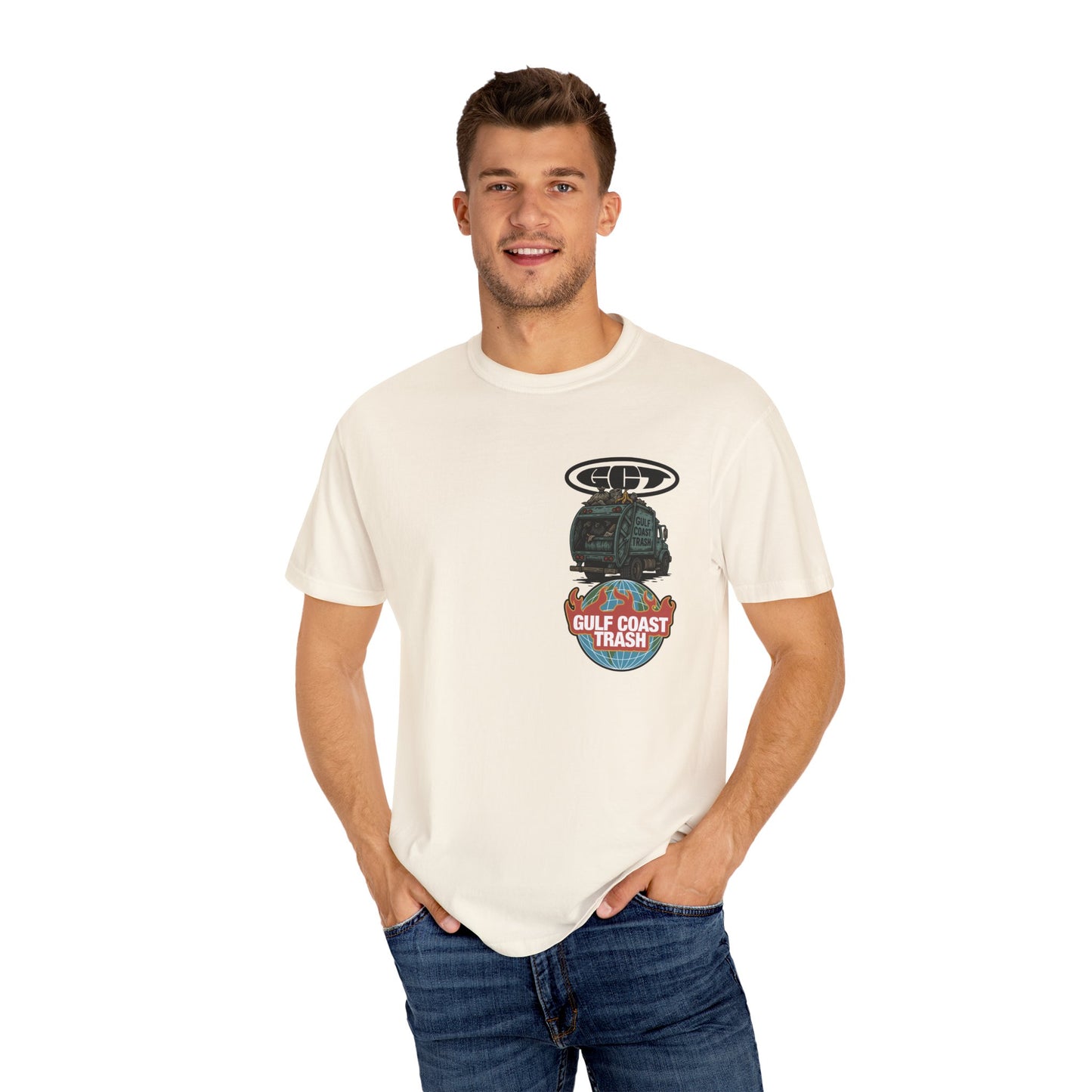 Gulf Coast Trash Garment-Dyed T-shirt - Clean Up or Shut Up Design